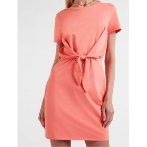 EXPRESS Tie Front T-Shirt Dress in Orange